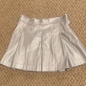 Zara Metallic Silver Skater Skirt